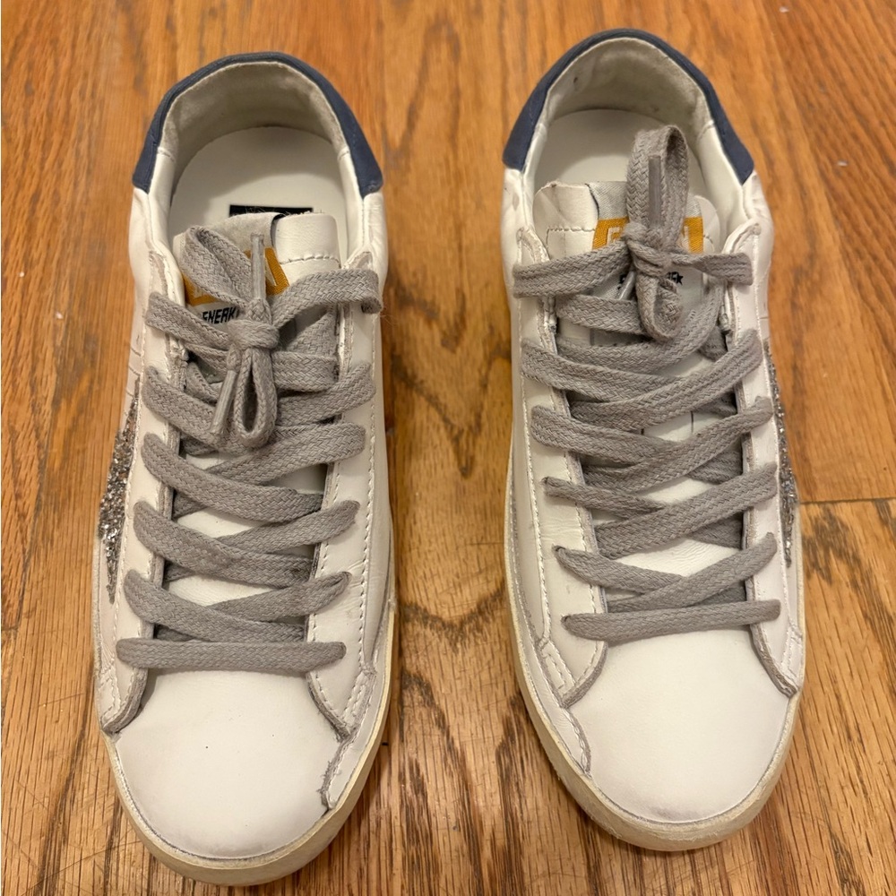 White Sneakers with Gray Laces